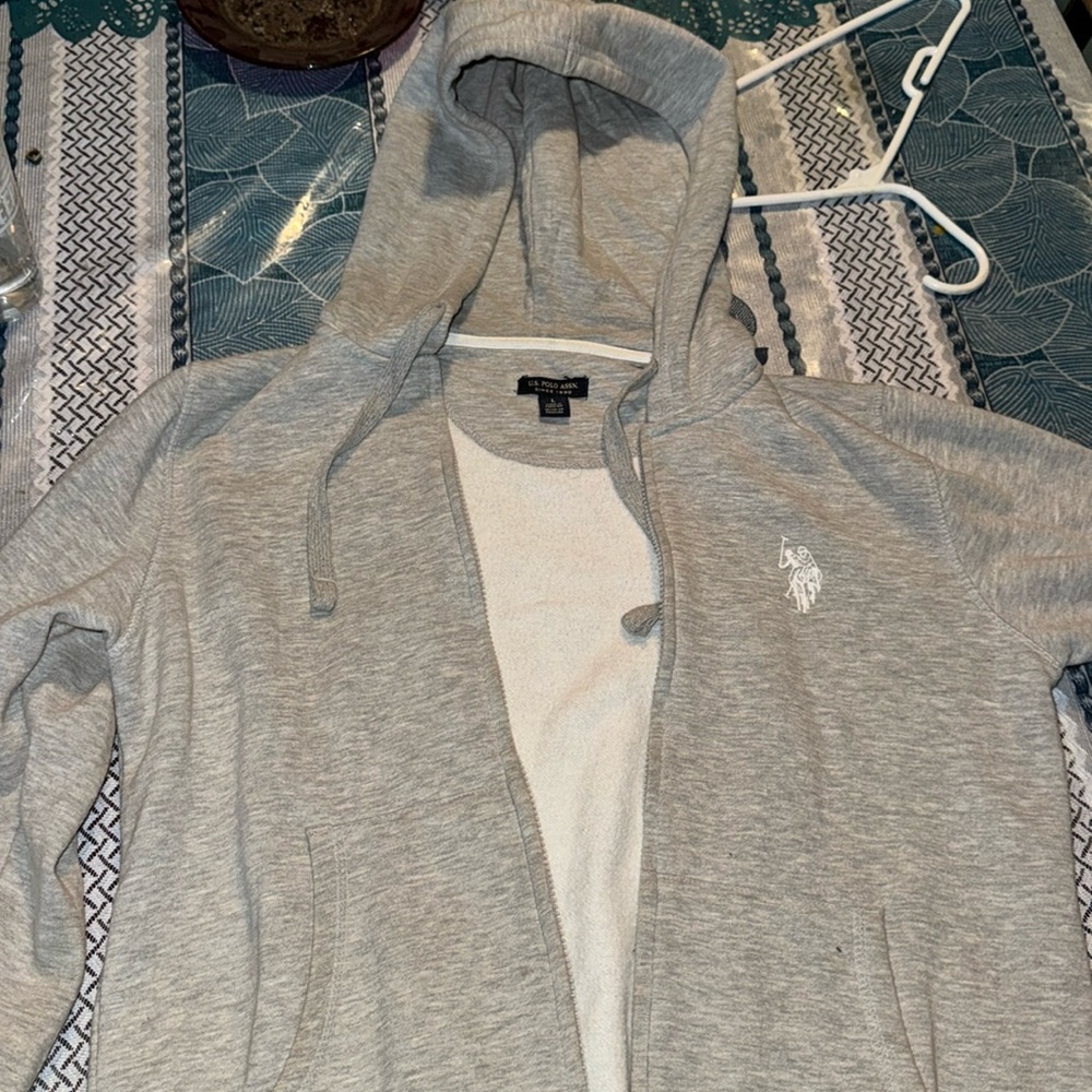 Grey U.S. polo Assn women’s zip up hoodie size L/Large